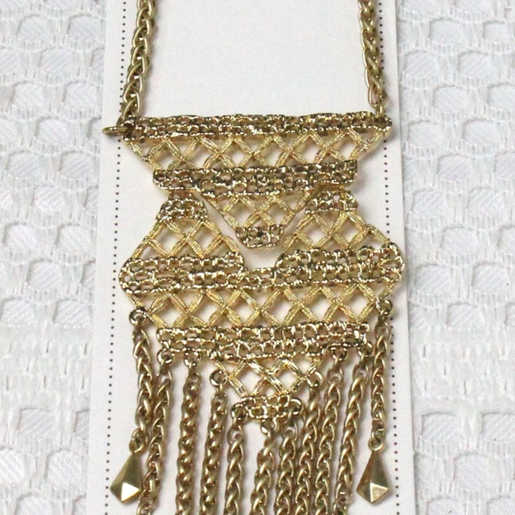 Stella & Dot long gold filigree necklace - Picture 2 of 2